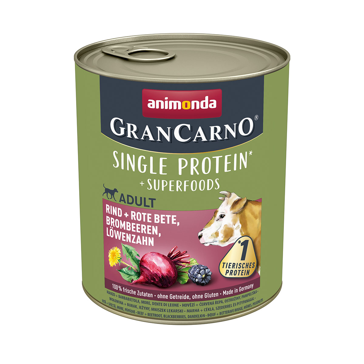 Animonda GranCarno HOVĚZÍ + ČERVENÁ ŘEPA, OSTRUŽINY A PAMPELIŠKA 6x800g