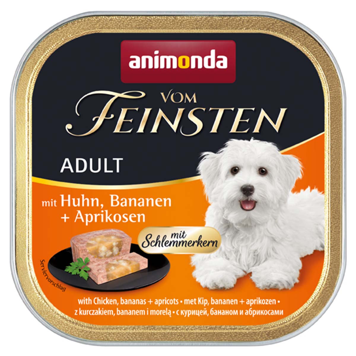 Animonda Vom Feinsten s náplní pro labužníky s kuřecím masem, banány a meruňkami 22x150g