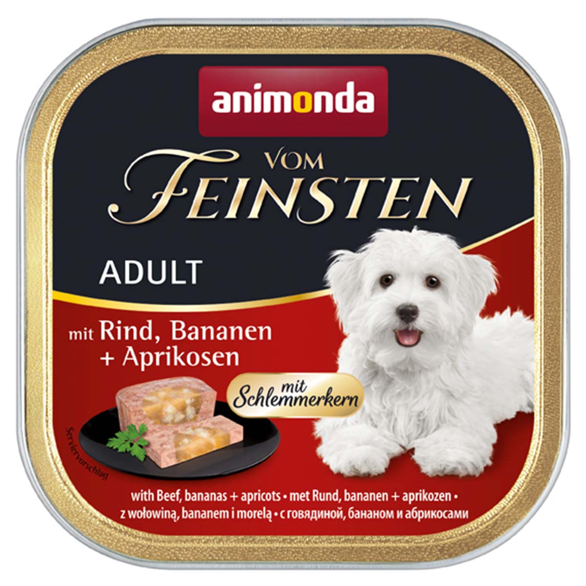 Animonda Vom Feinsten s náplní pro labužníky s hovězím masem, banány a meruňkami 22x150g