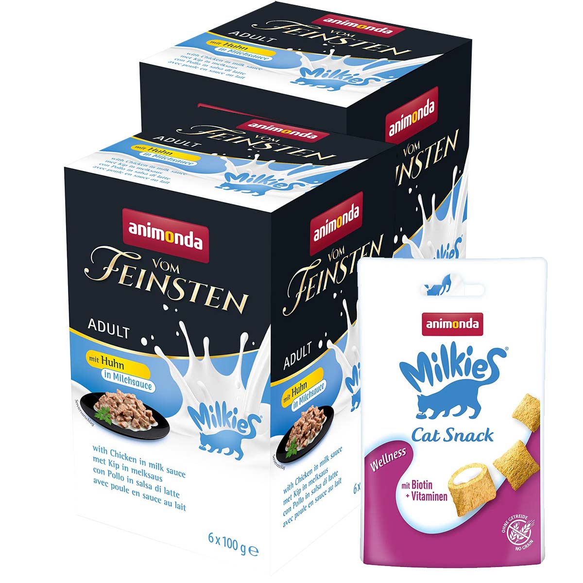 animonda vom Feinsten Huhn in Milchsauce 12x100g + Milkies 30g animonda vom Feinsten Huhn in Milchsauce 12x100g + Milkies 30g