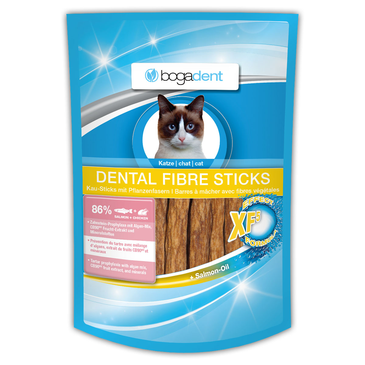 bogadent DENTAL FIBRE STICKS losos pro kočky 12 × 50 g