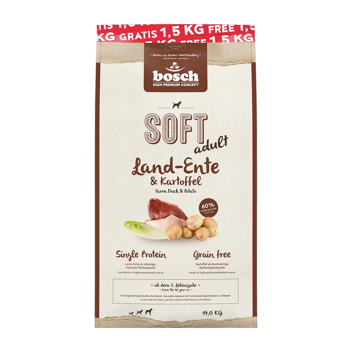 Bosch SOFT kachna a brambory 12,5+1,5kg gratis