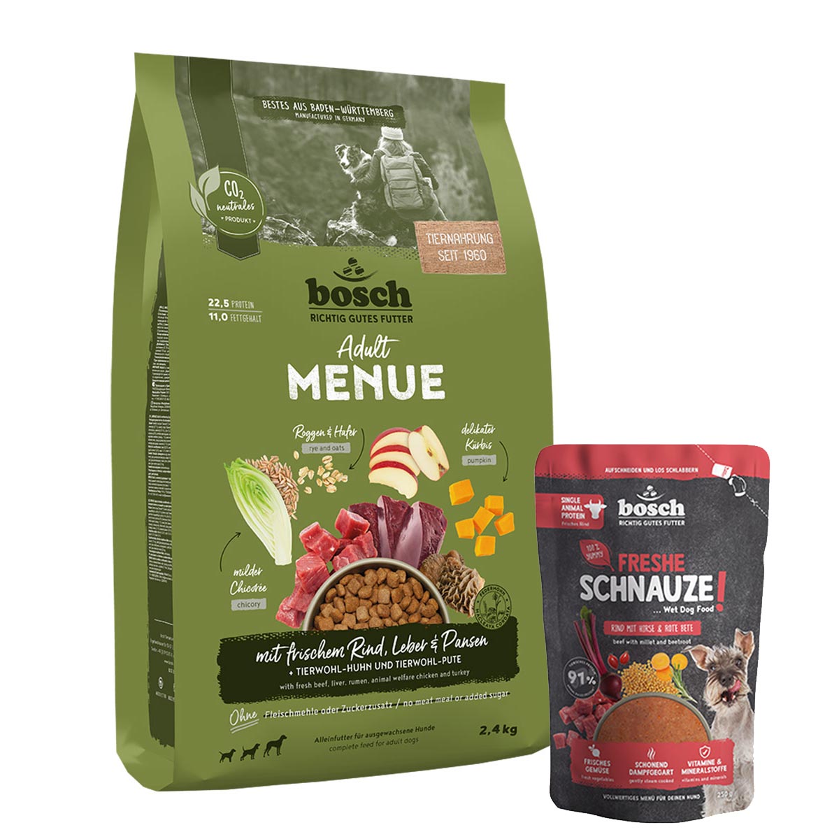 Bosch HPC MENUE frisches Rind 2,4 kg + Freshe Schnauze Rind 250 g gratis