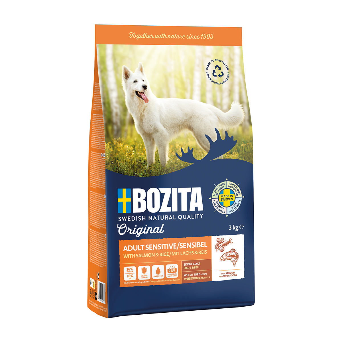 Levně Bozita Original Adult Sensitive Skin & Coat 3 kg