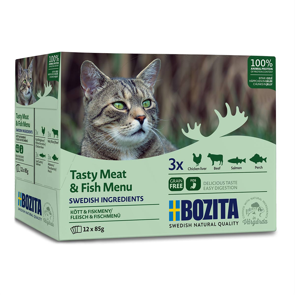 Levně Bozita kousky v želé, multibox ryba&maso, 12 × 85 g