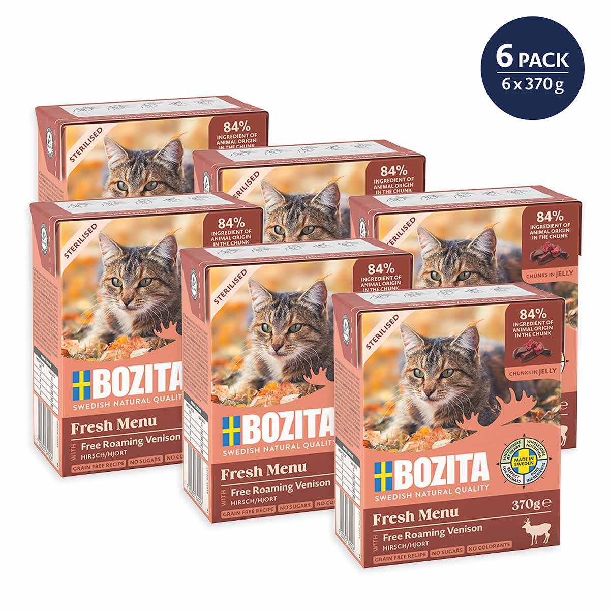 Bozita Häppchen in Gelee Sterilised mit Hirsch
