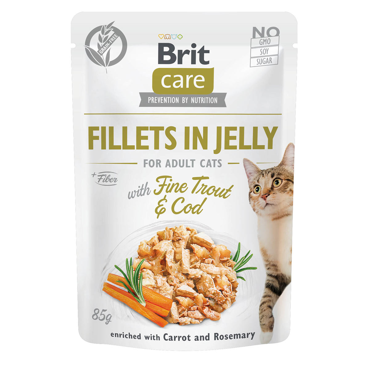 Brit Care Cat filety v želé jemný pstruh a treska 6 × 85 g