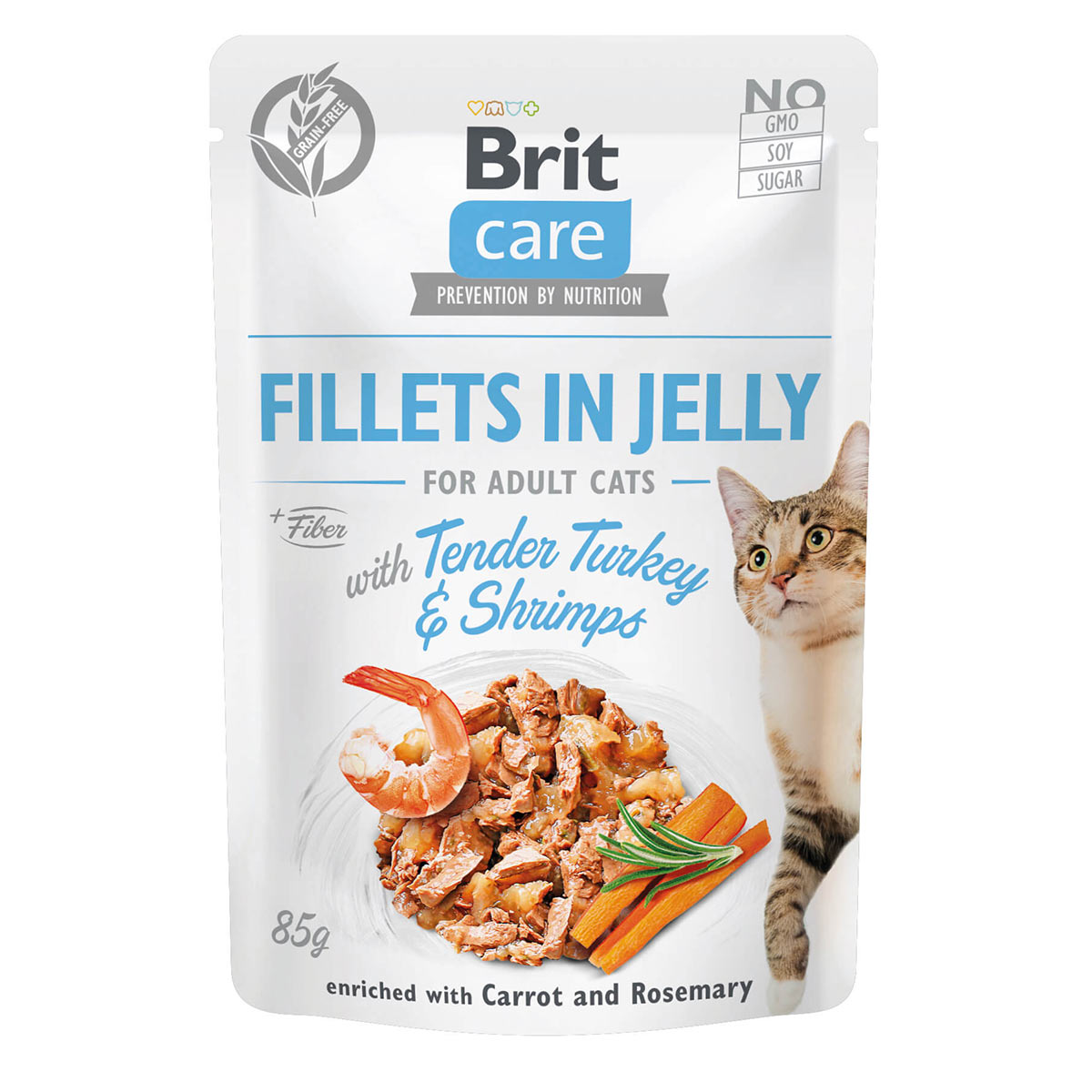 Brit Care Cat filety v želé krocan a krevety 6 × 85 g