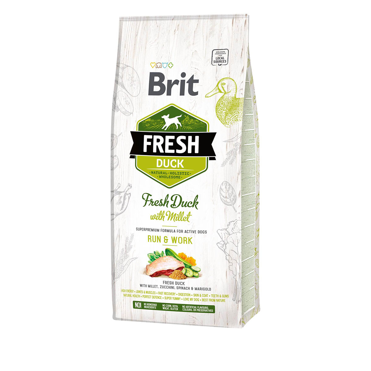 Brit Fresh Dog – Active dogs – Duck – Run & Work 12 kg