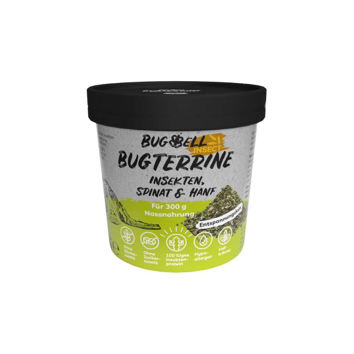Levně BugTerrine Adult zelená varianta špenát a konopí 100 g