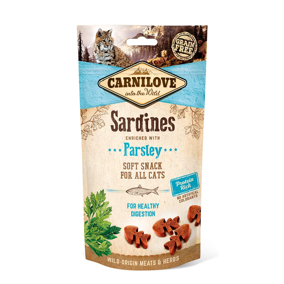 Carnilove Cat – Soft Snack – sardinky s petrželkou 50 g