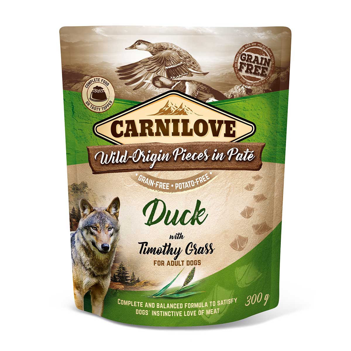 Carnilove Dog Pouch Paté – Duck with Timothy Grass 12x300g