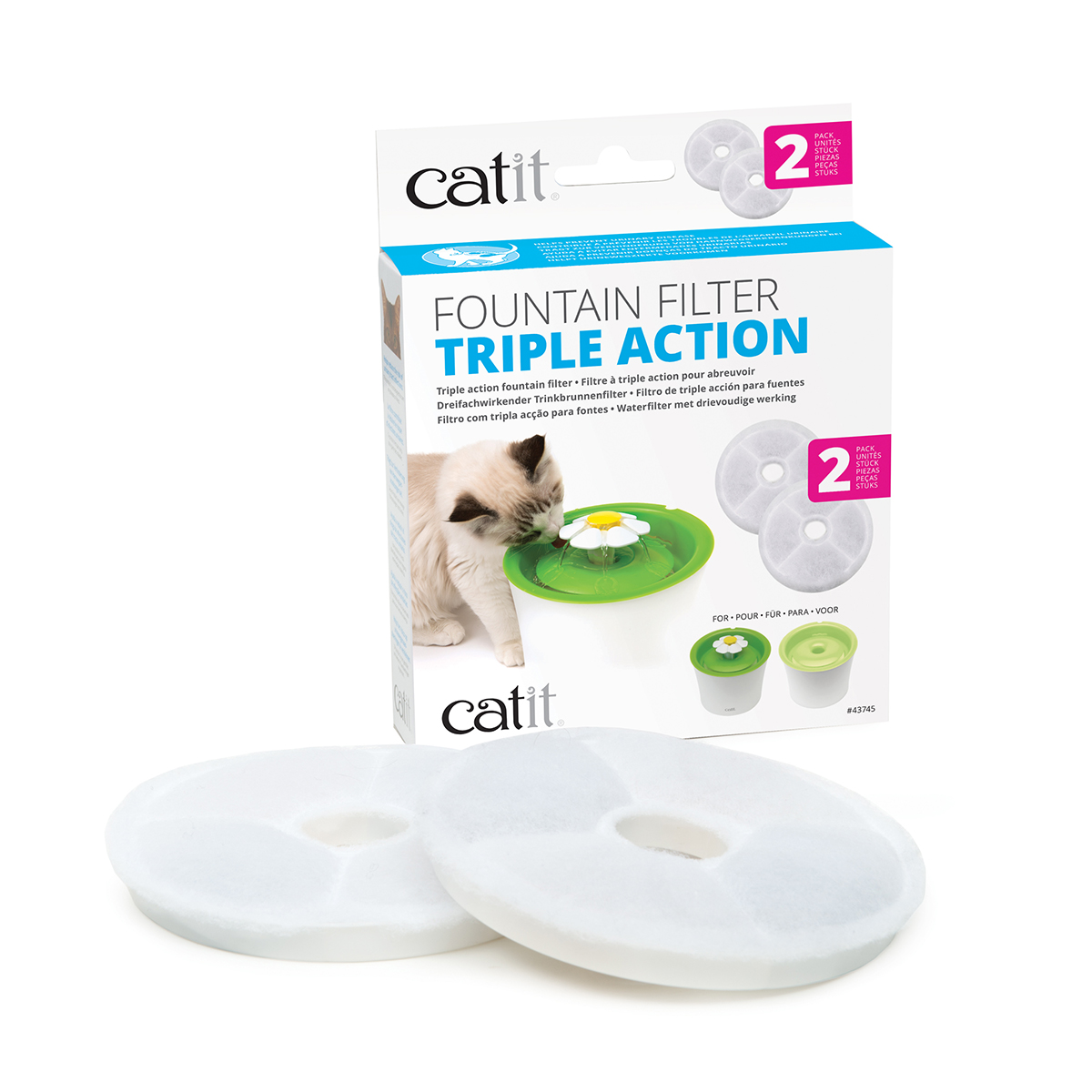 Catit 2.0 Triple Action náhradní filtr pro fontánu s květinkou sada 2 kusů