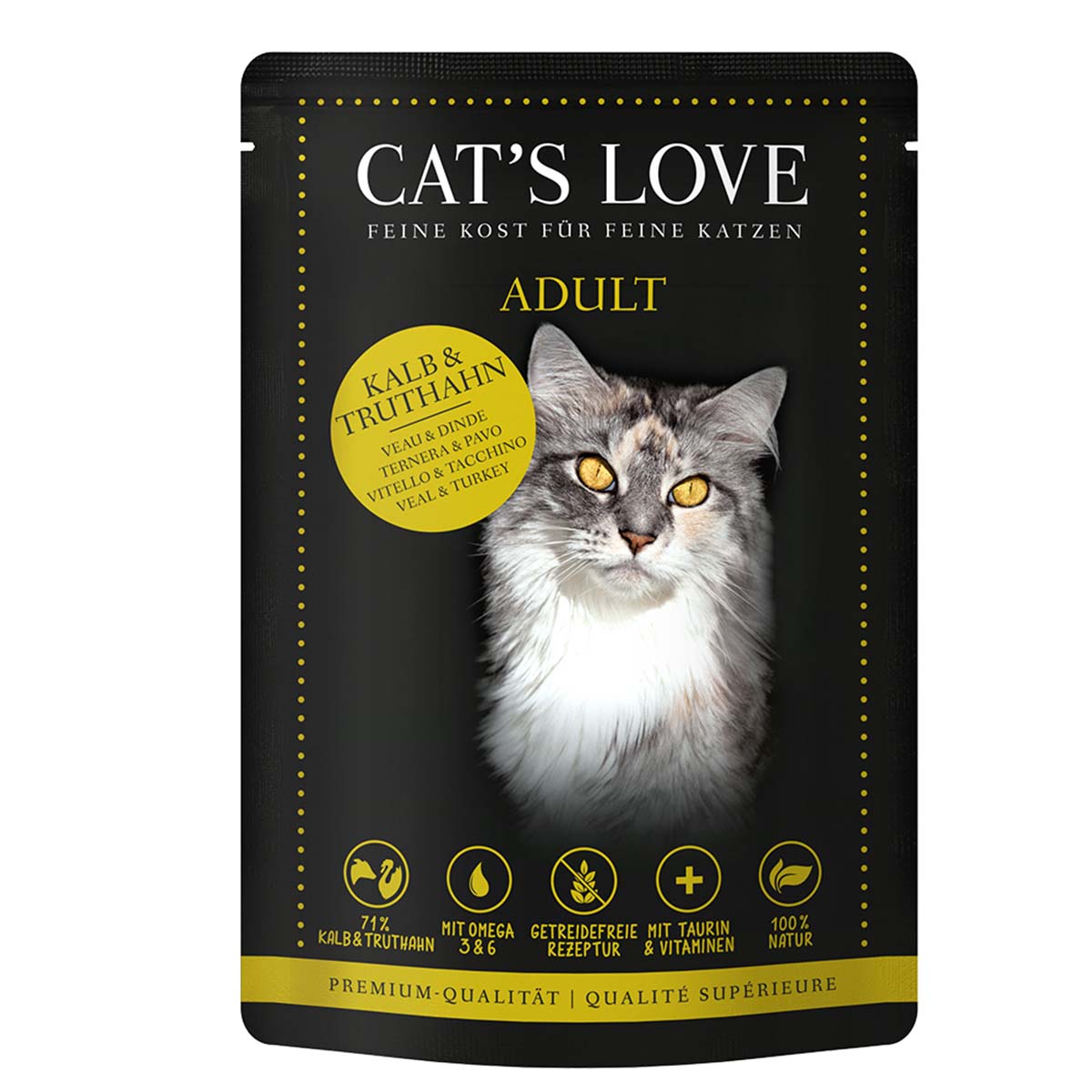Cat's Love Nassfutter Kalb &amp; Truthahn mit Katzenminze &amp; Leinöl