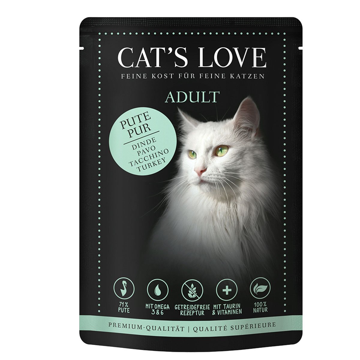 Cat's Love Nassfutter Pute Pur mit Lachsöl &amp; Katzengamander