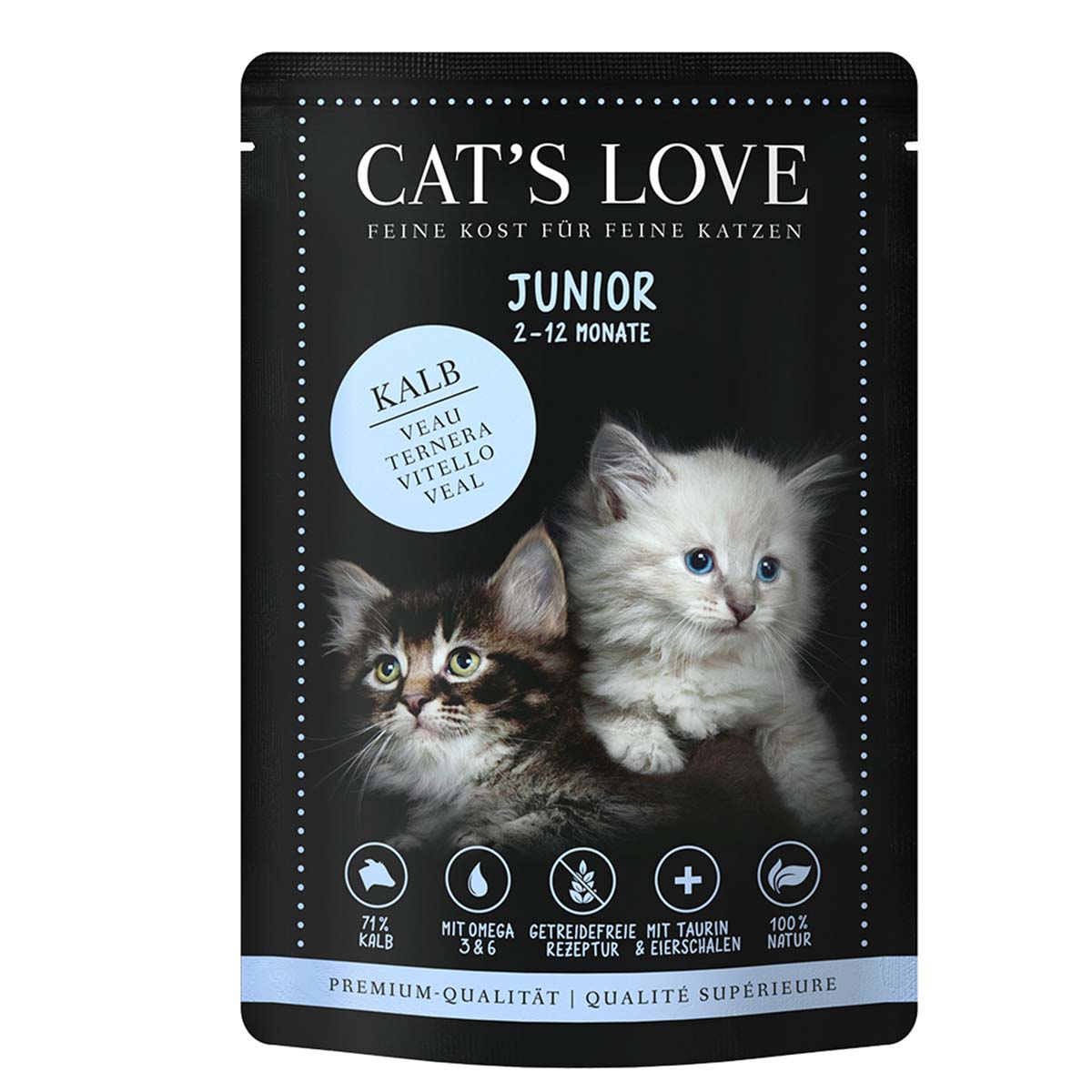 Cat's Love Nassfutter Junior Kalb mit Eierschalen &amp; Lachsöl