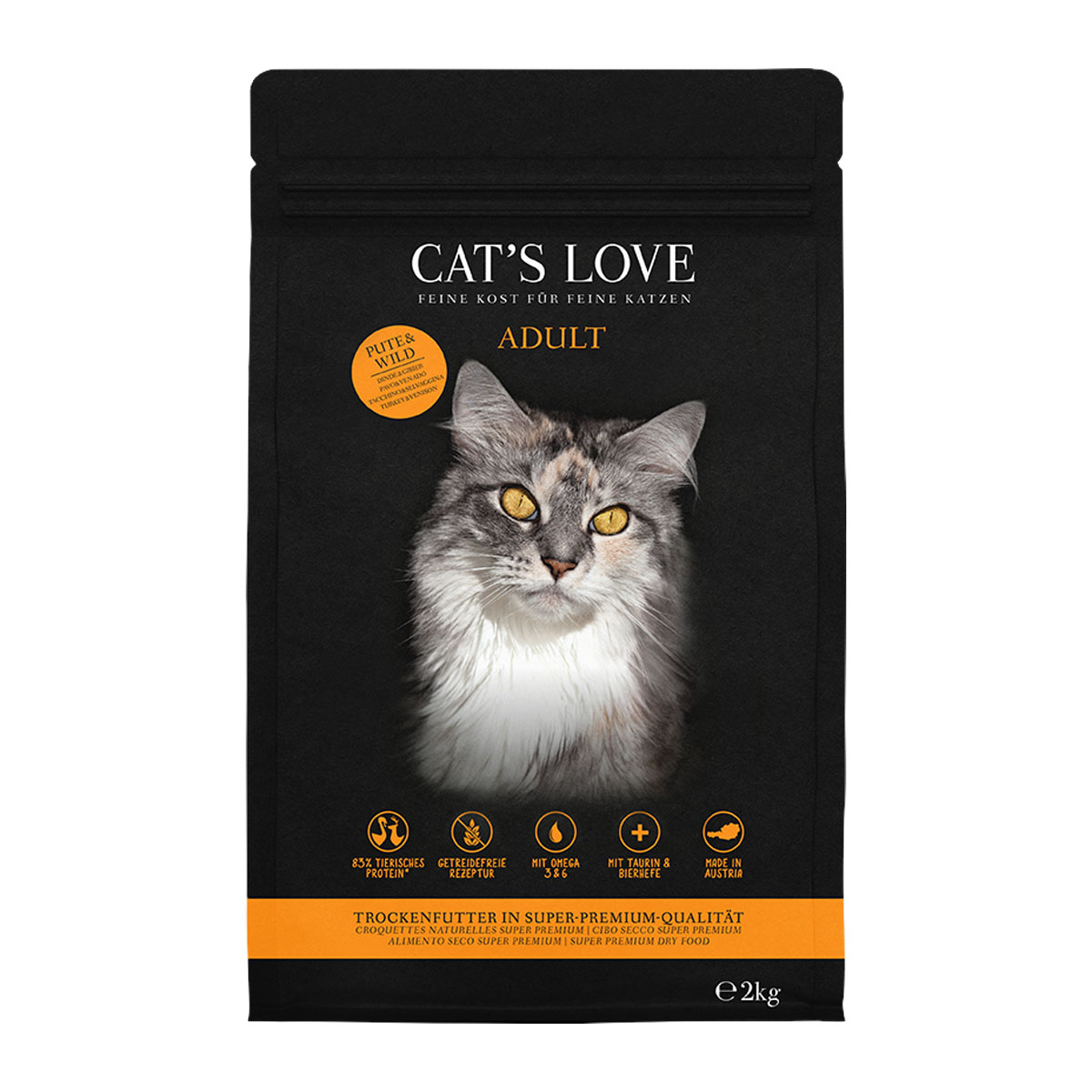 Levně CAT'S LOVE granule Adult krůta a zvěřina 2 kg