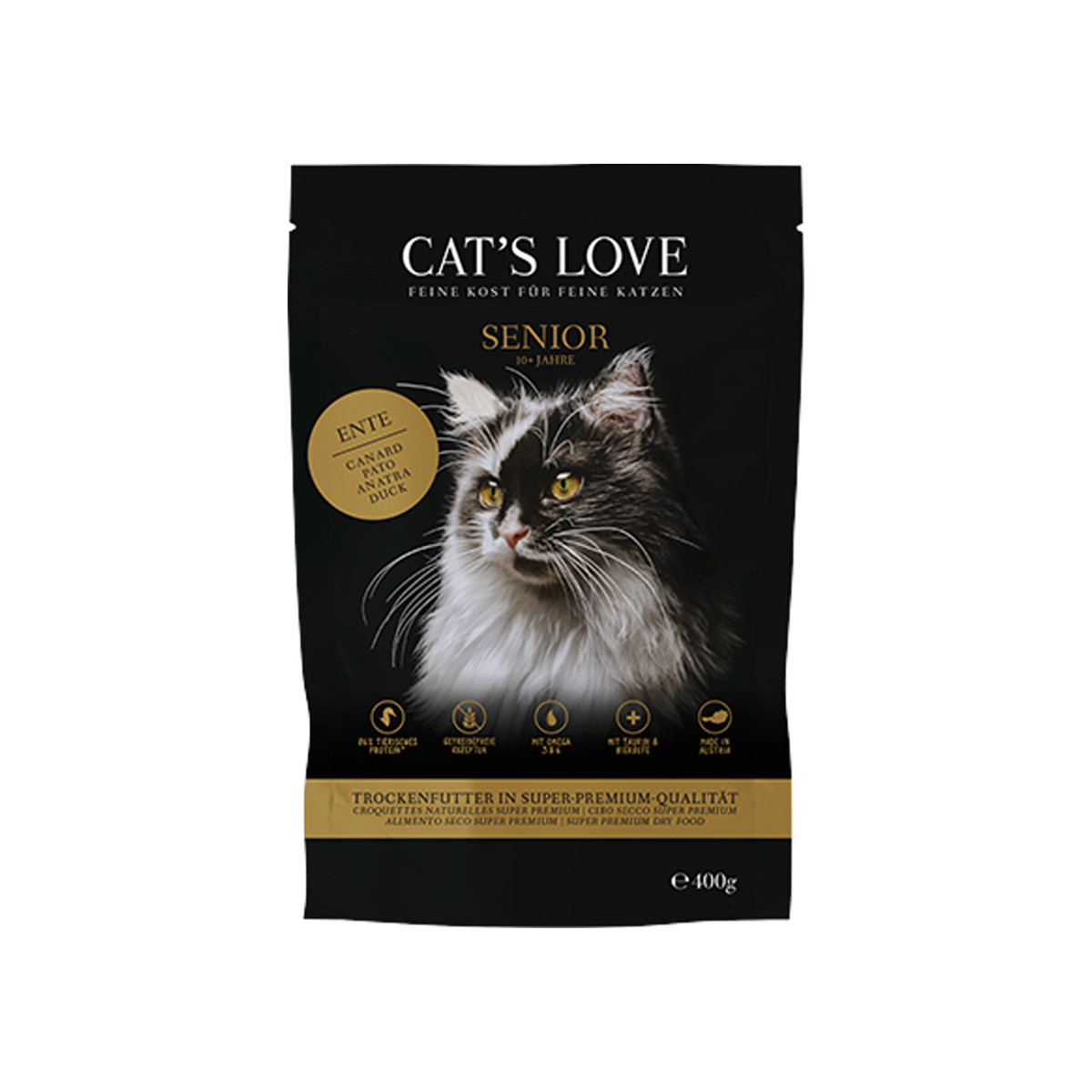 Levně CAT'S LOVE granule Senior kachna 400 g