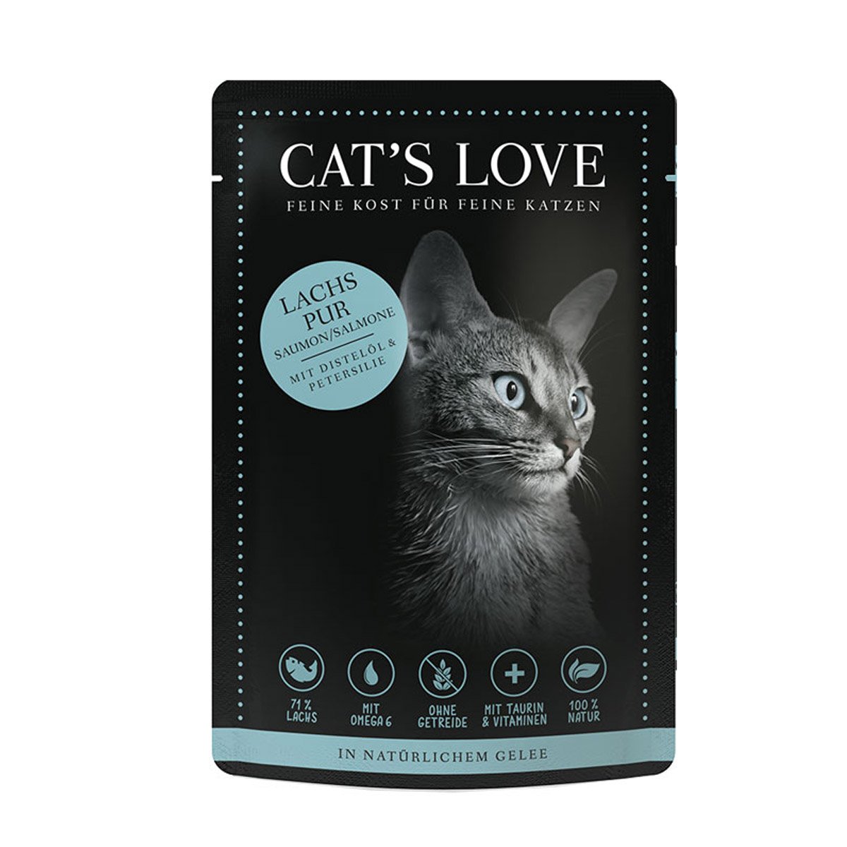 Cat's Love čistý losos se saflorovým olejem a petrželkou 12 × 85 g