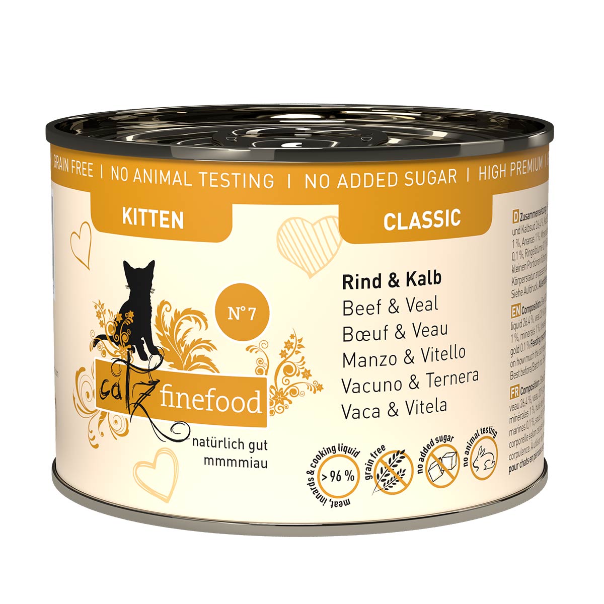 Levně catz finefood Kitten No. 7 hovězí a telecí maso 24 × 200 g