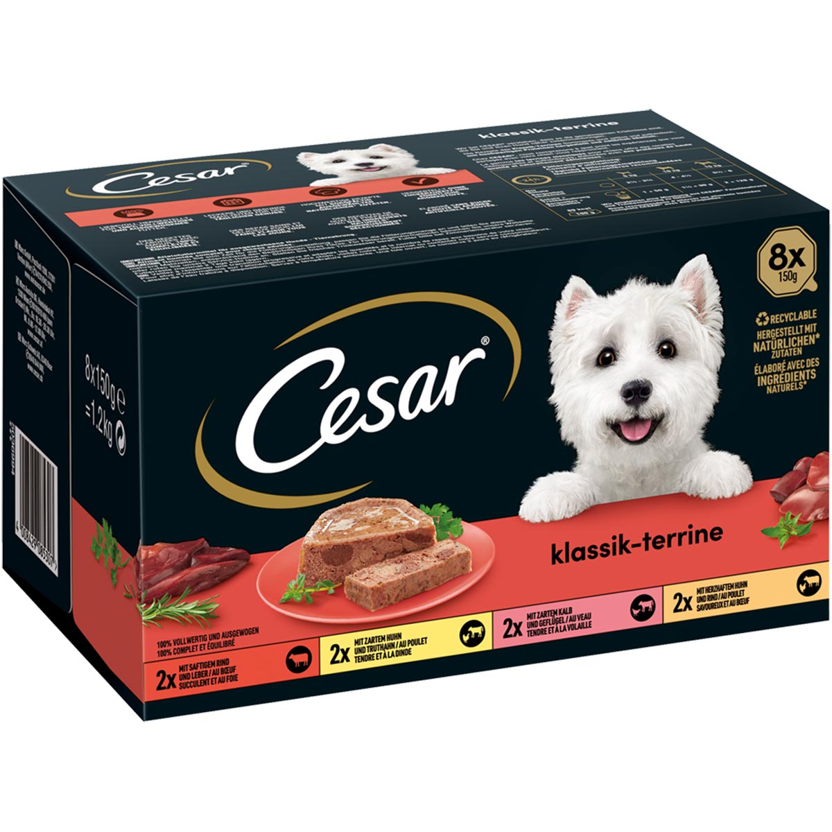 Levně CESAR klasická paštika Terrine, 4 druhy 8 × 150 g