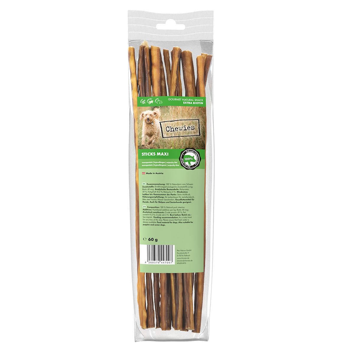 Levně Chewies Sticks Maxi vepřové maso 3 × 60 g