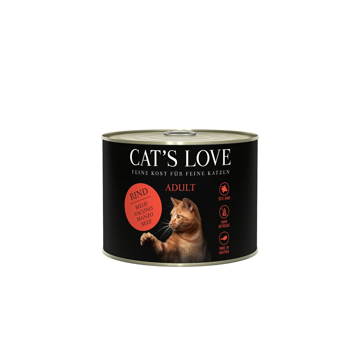 Cat's Love konzerva, čisté hovězí maso, světlicový olej a pampeliška 6× 200 g