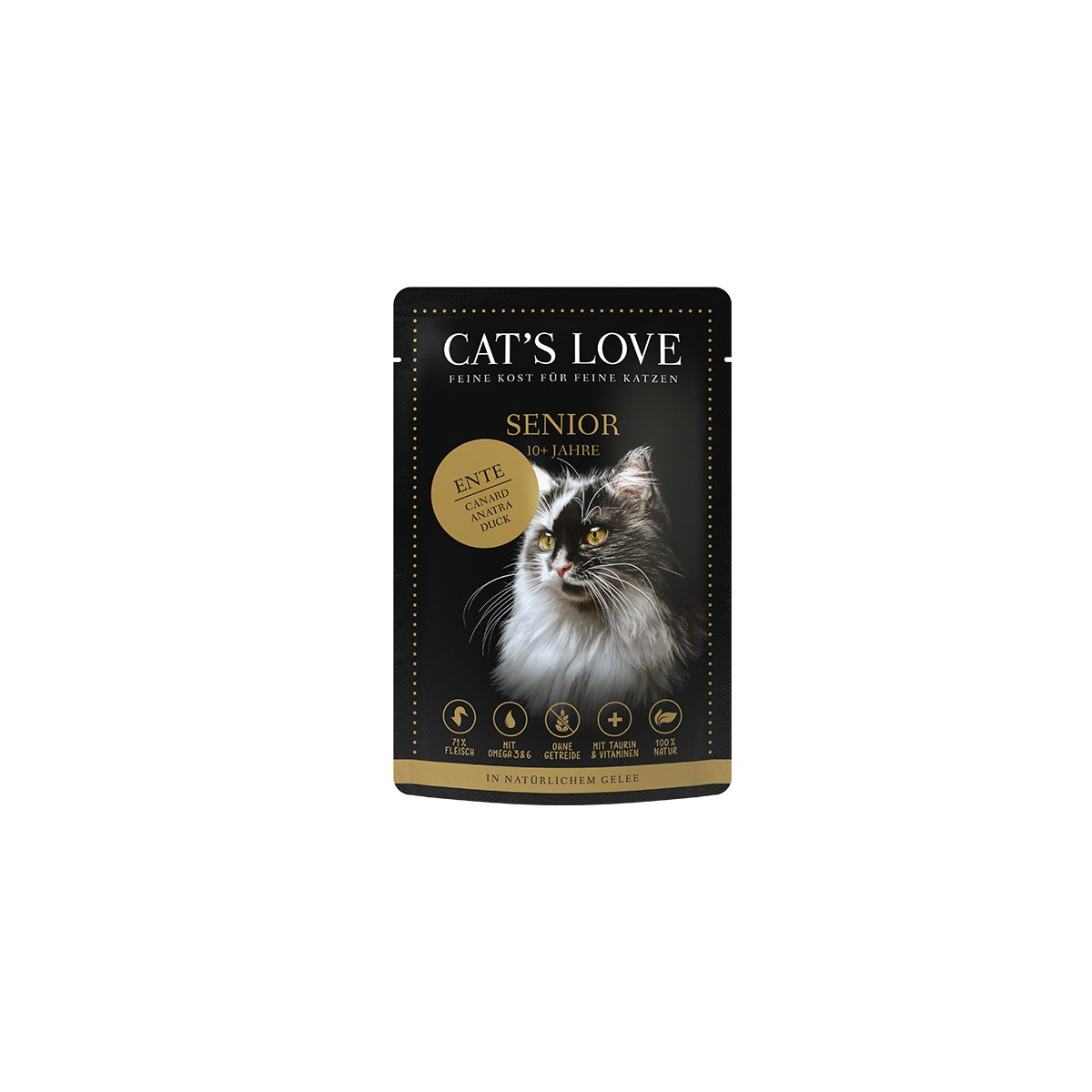 Cat's Love Senior, mokré krmivo s kachní příchutí 12 × 85 g