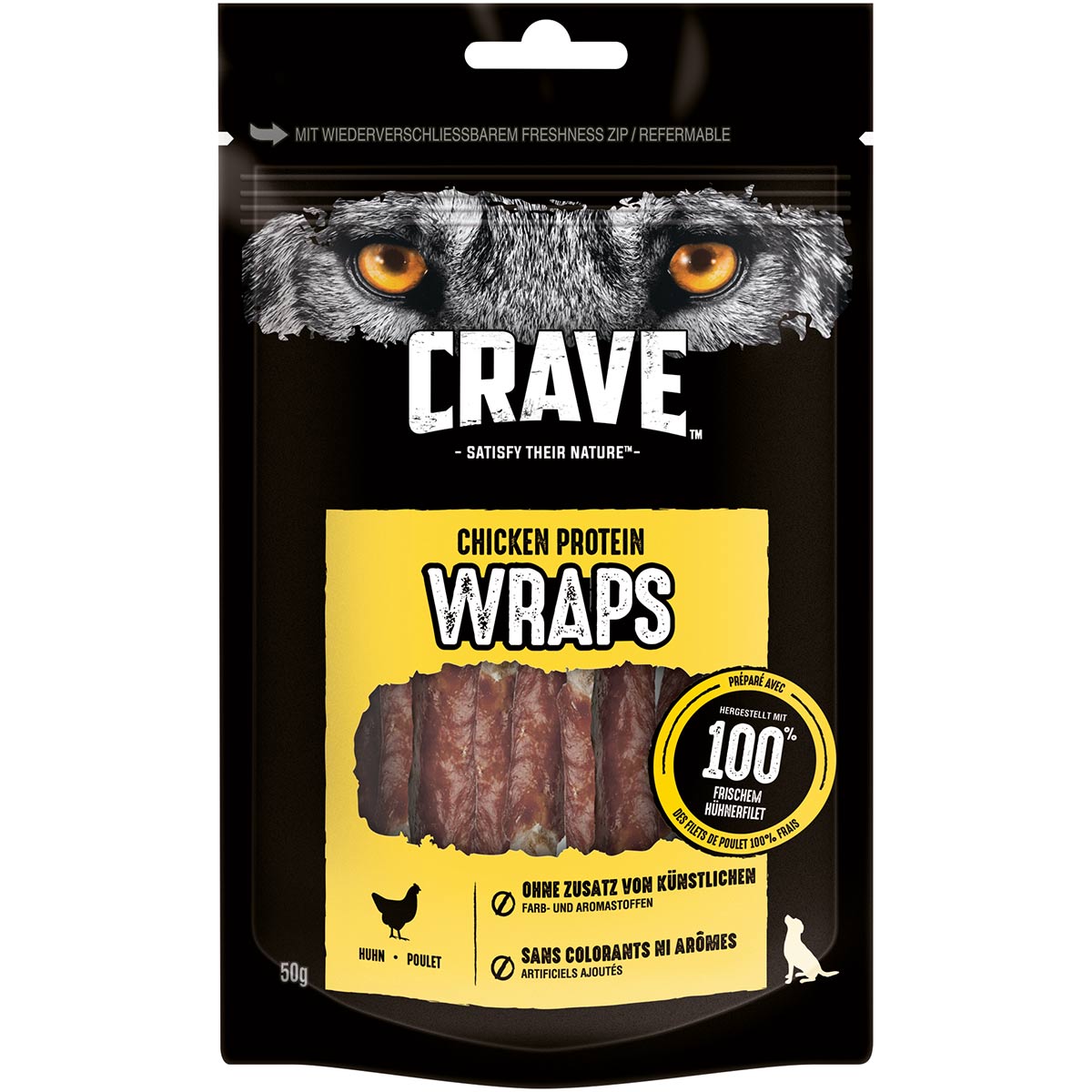 Levně CRAVE proteinové wrapy pro psy s kuřecím masem 2 × 50 g