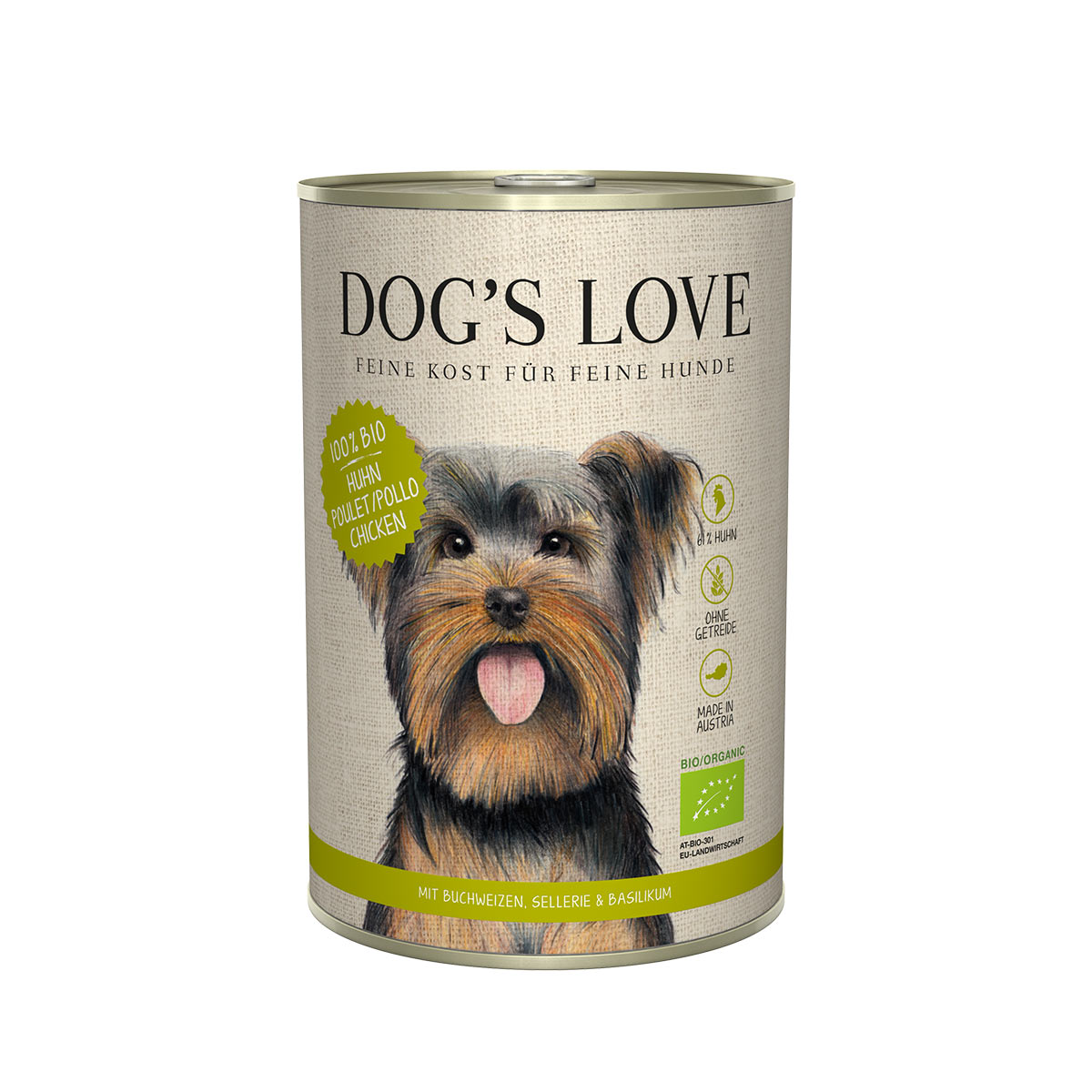 Levně Dog's Love Bio kuřecí maso s pohankou, celerem a bazalkou 12x400g