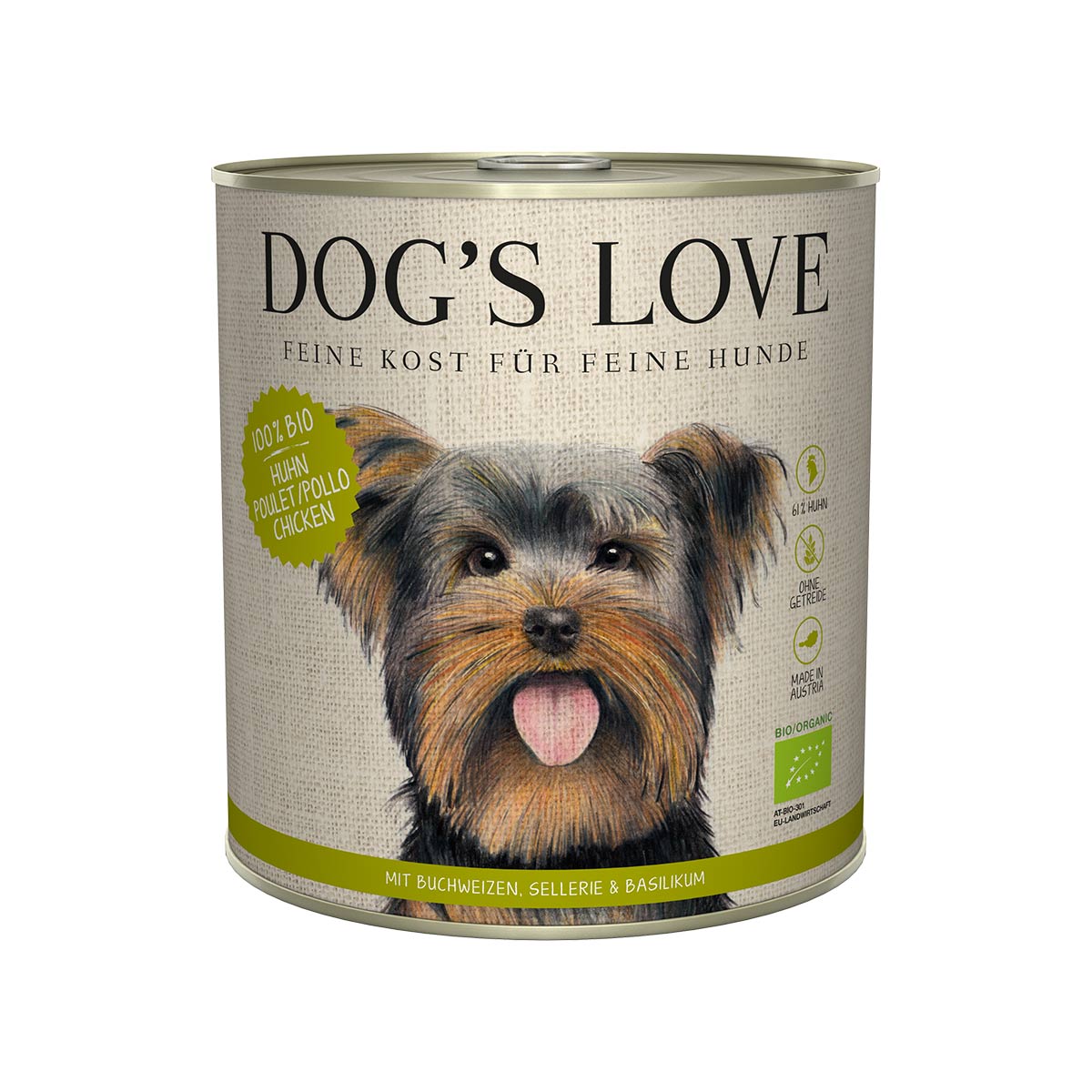 Levně Dog's Love Bio kuřecí maso s pohankou, celerem a bazalkou 6 × 800 g