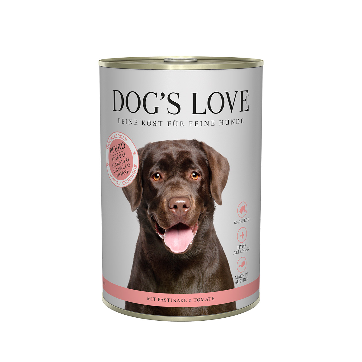 Dog's Love Hypoallergen koňské maso s pastinákem a rajčaty 12x400g