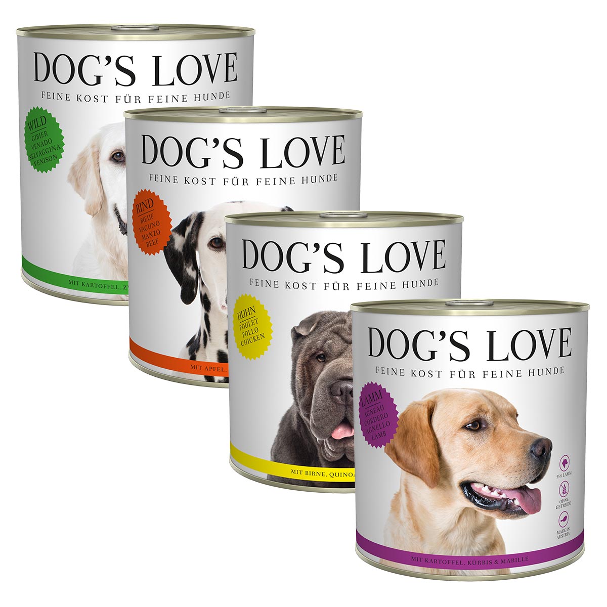 Dog's Love 24× 800 g, variace chutí 24x800g