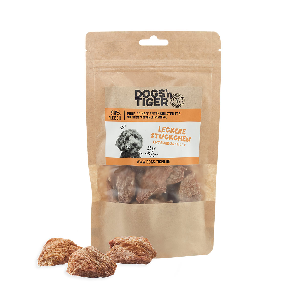 Dogs’n Tiger Leckere Stückchen gefriergetrocknetes Filet Ente (M) 80g