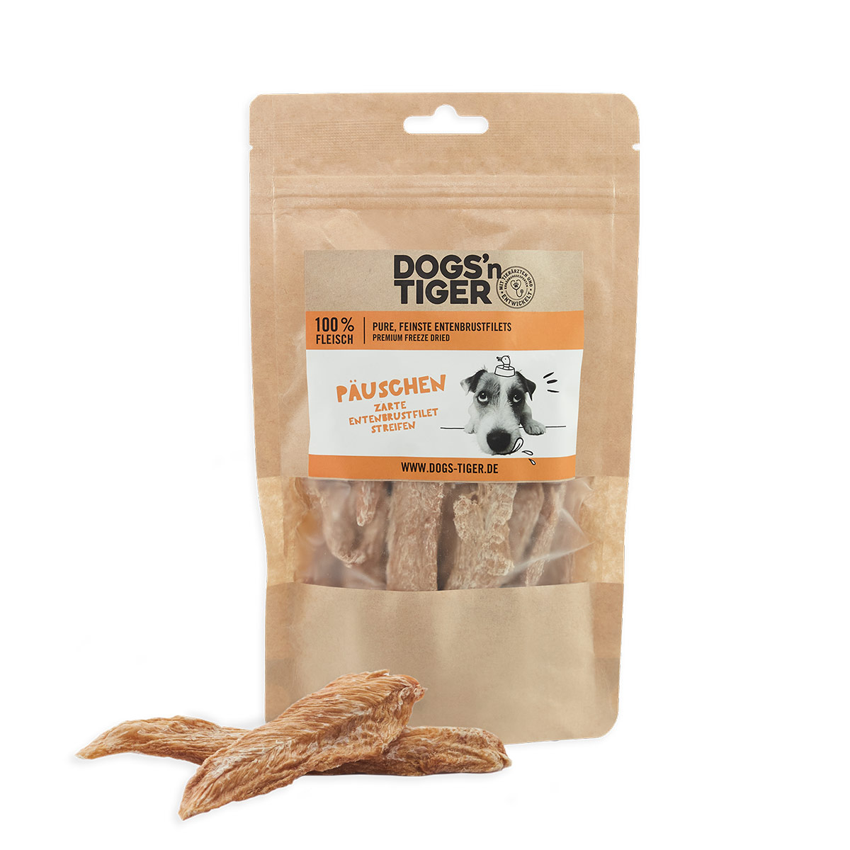 Dogs’n Tiger Päuschen gefriergetrocknetes Filet Ente (L) 80g