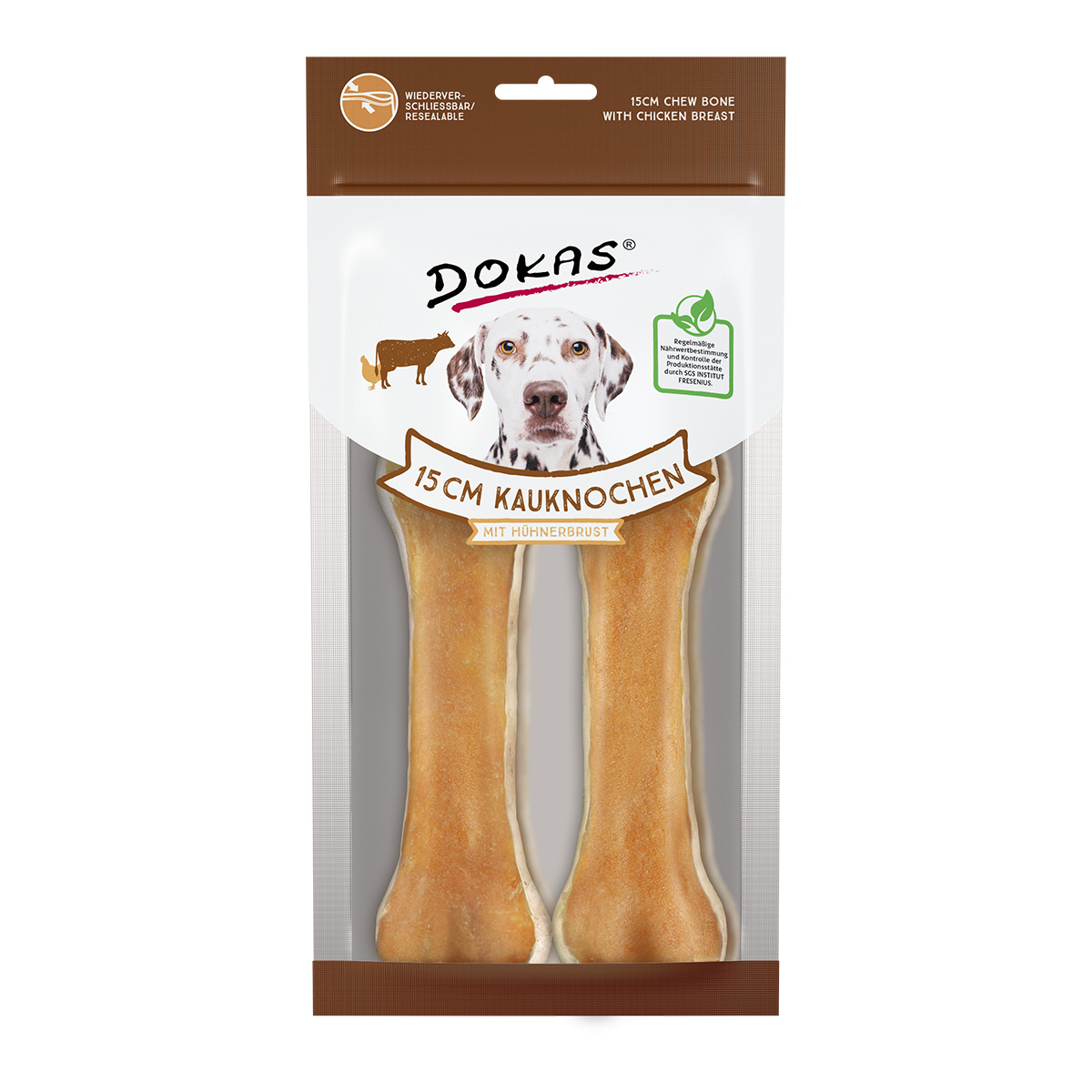 Dokas 15 cm Kauknochen mit Huhn 1 Stück