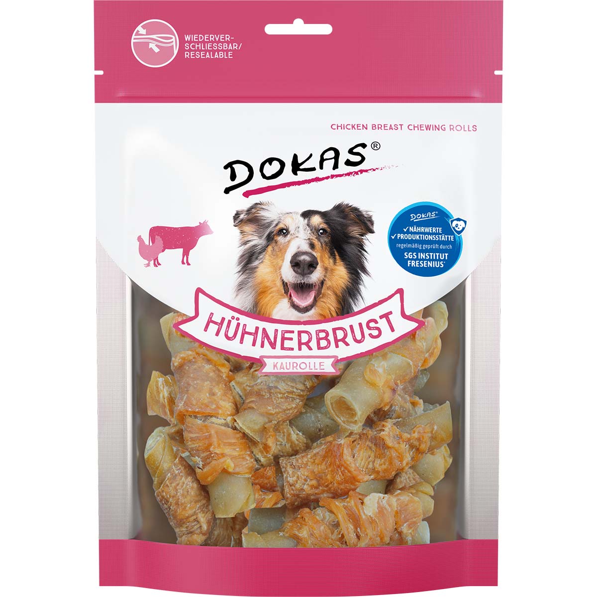Levně Dokas žvýkací rolka pro psy s kuřecími prsy 2 × 250 g