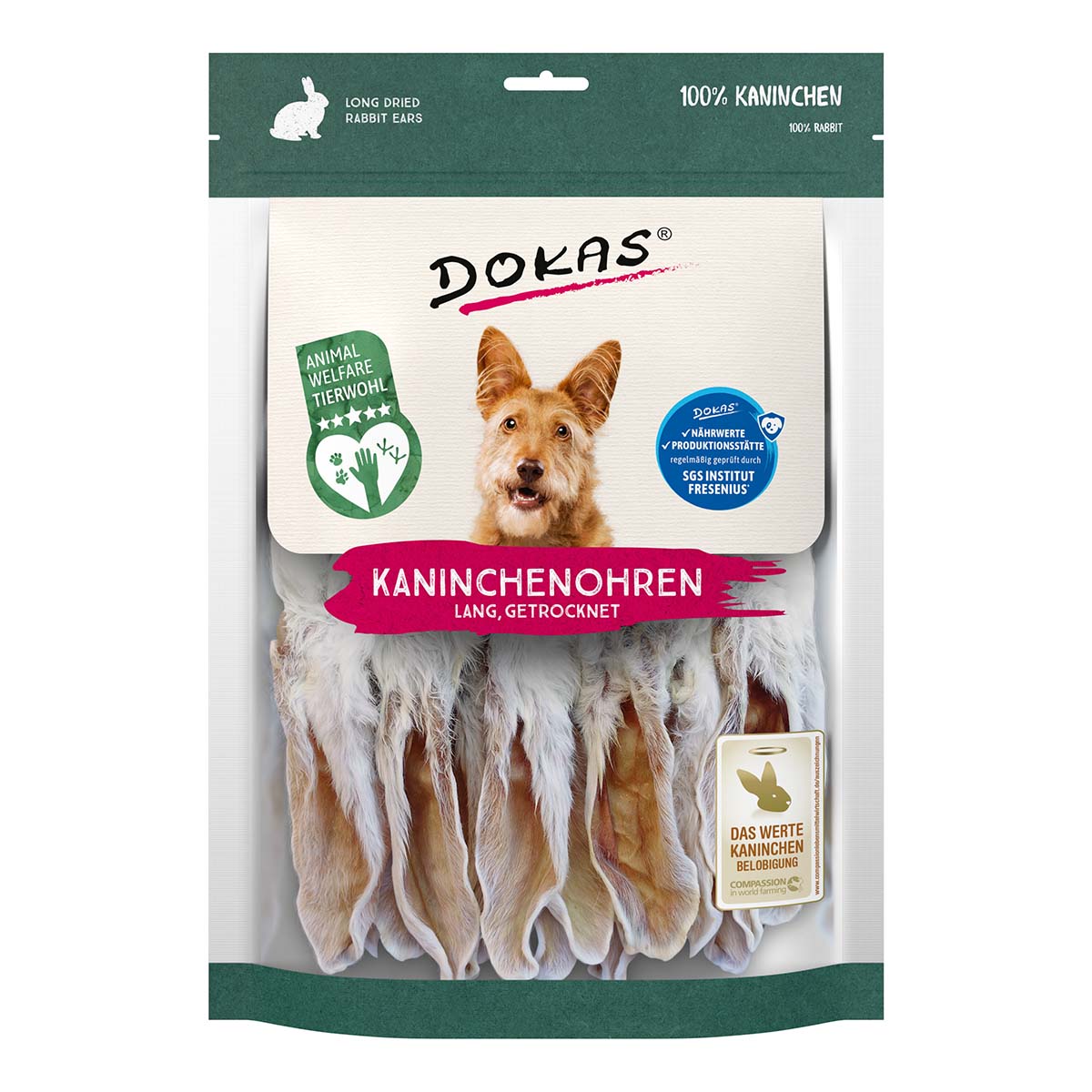 Dokas Kaninchenohren mit Fell getrocknet