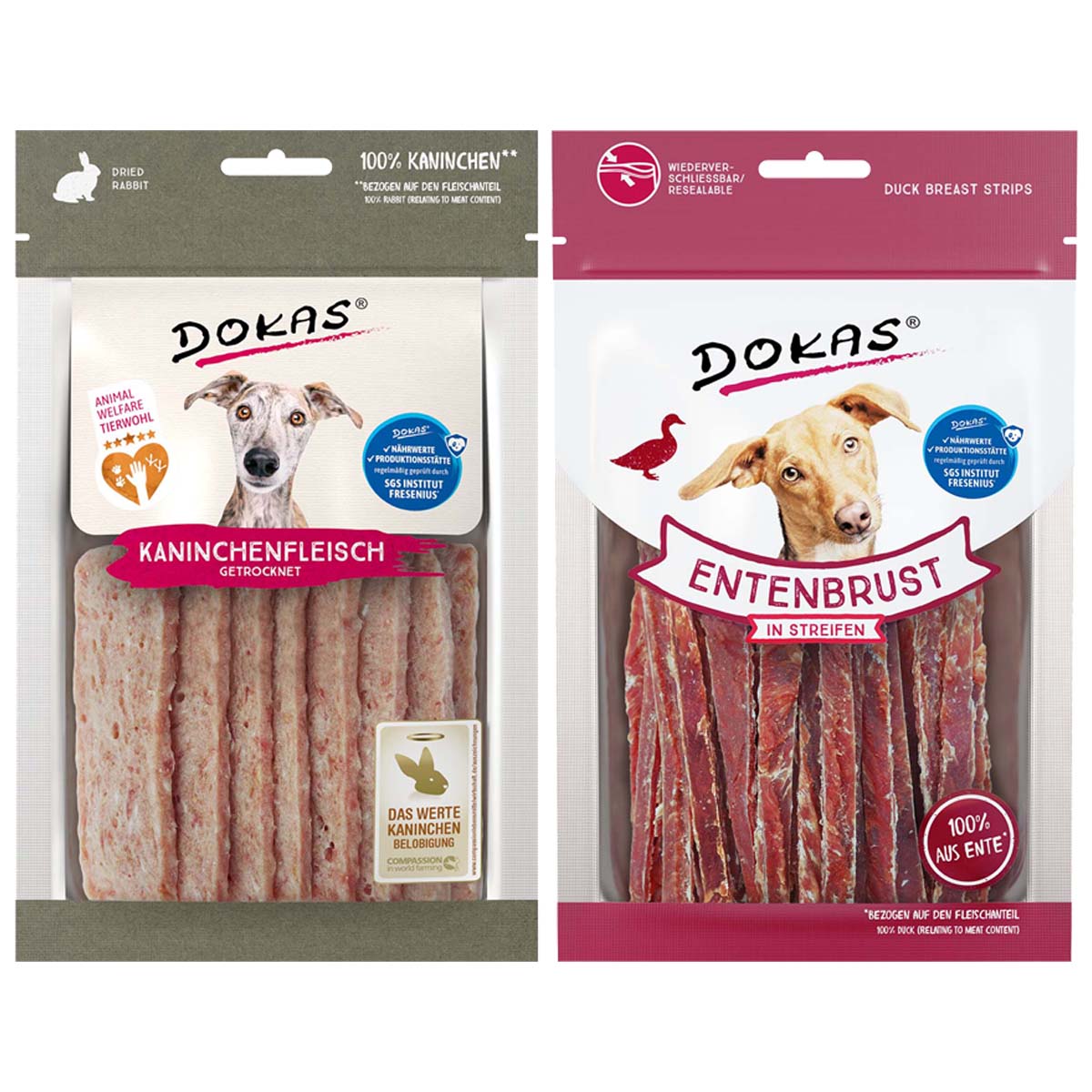 Dokas Snack Mixpaket Ente &amp; Kaninchen 6x70g