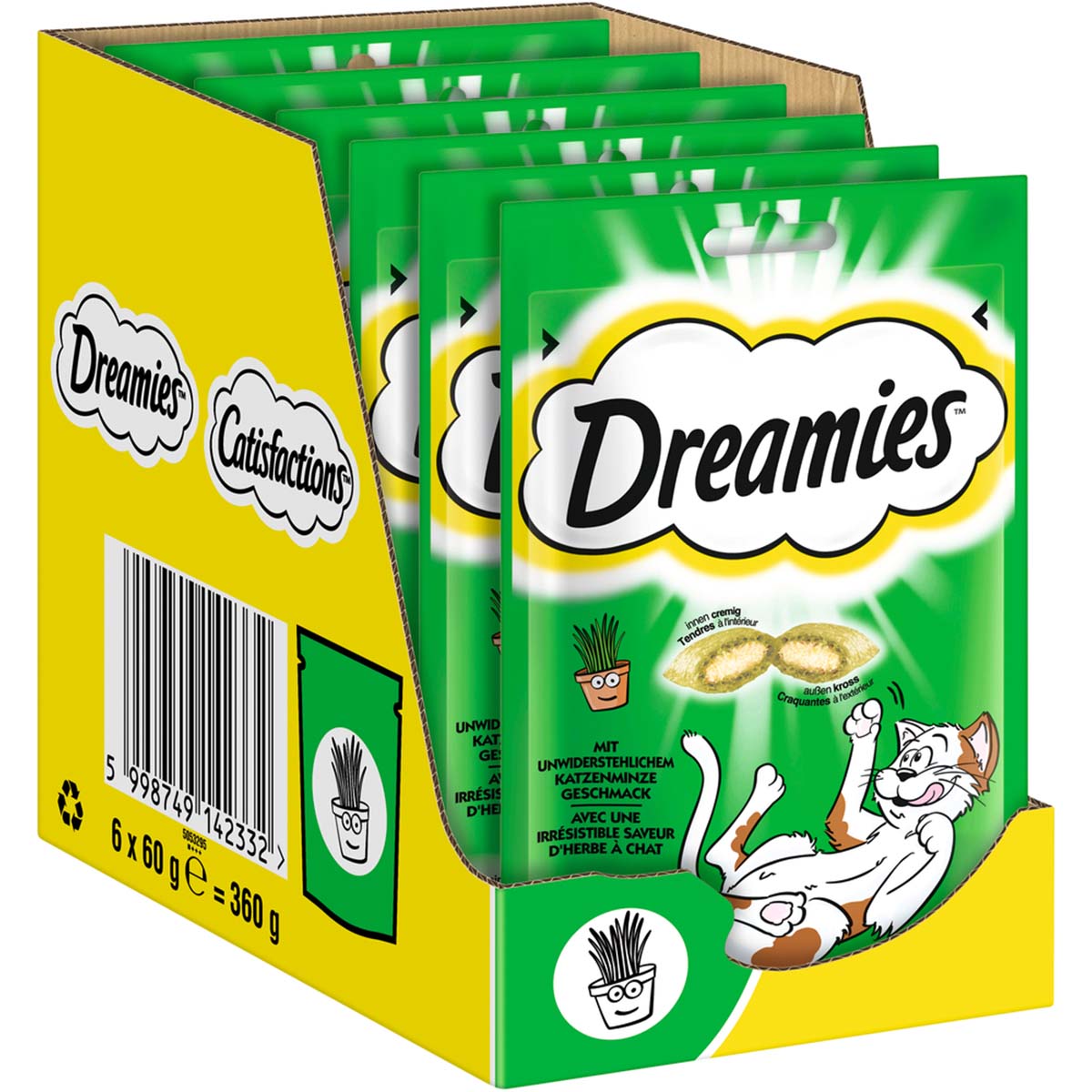 DREAMIES™ Portionsbeutel mit Katzenminze Geschmack 6x60g