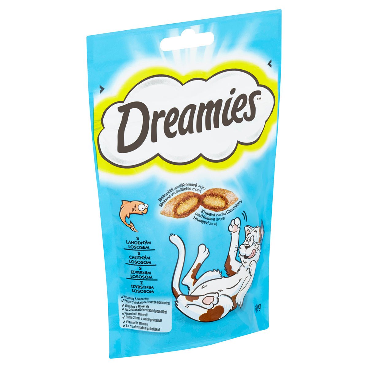 Levně Dreamies pamlsky s lahodným lososem pro kočky 3x60g