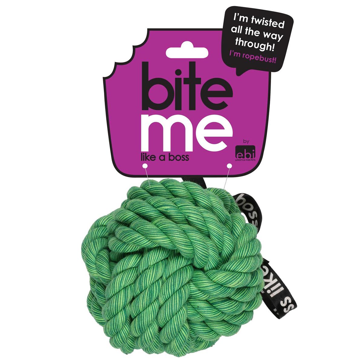 Levně Ebi Bite Me – Ballin' míček z lana zelený Ø 12cm