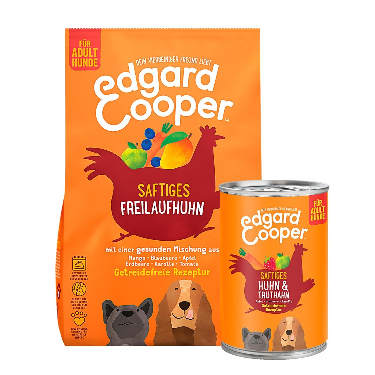 Edgard &amp; Cooper Frisches Freilaufhuhn 12kg + 6x400g Huhn gratis