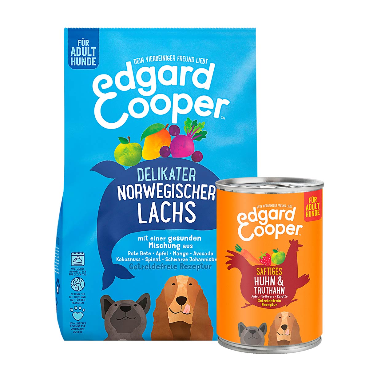 Edgard &amp; Cooper Frischer norwegischer Lachs 12kg + 6x400g Huhn gratis