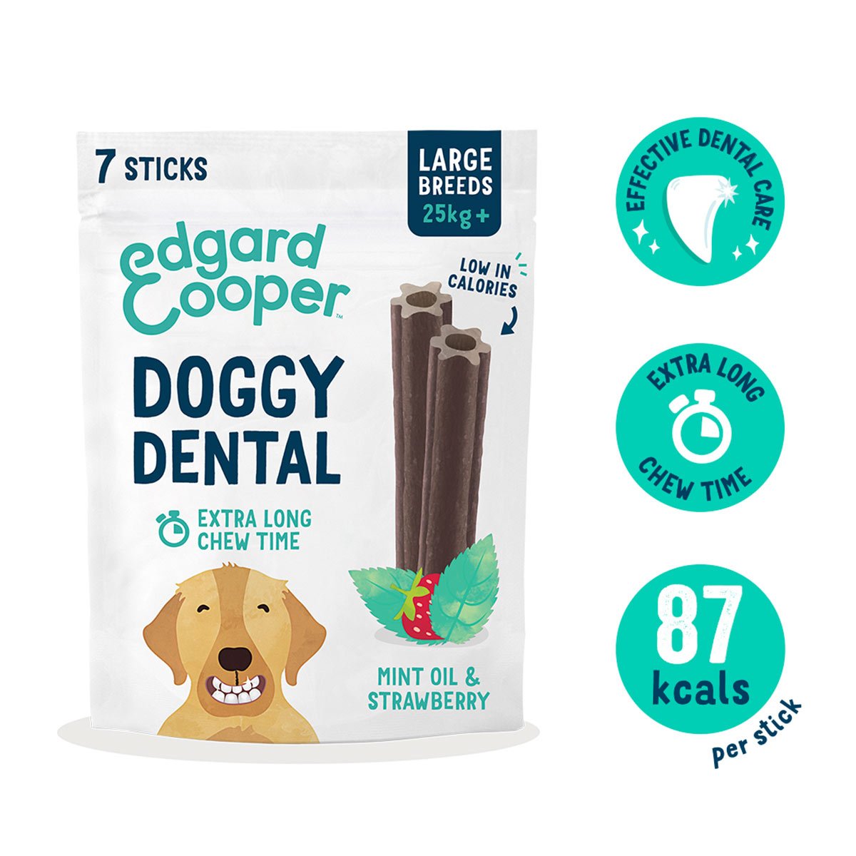 Edgard & Cooper Doggy Dental jahoda/máta L 240 g