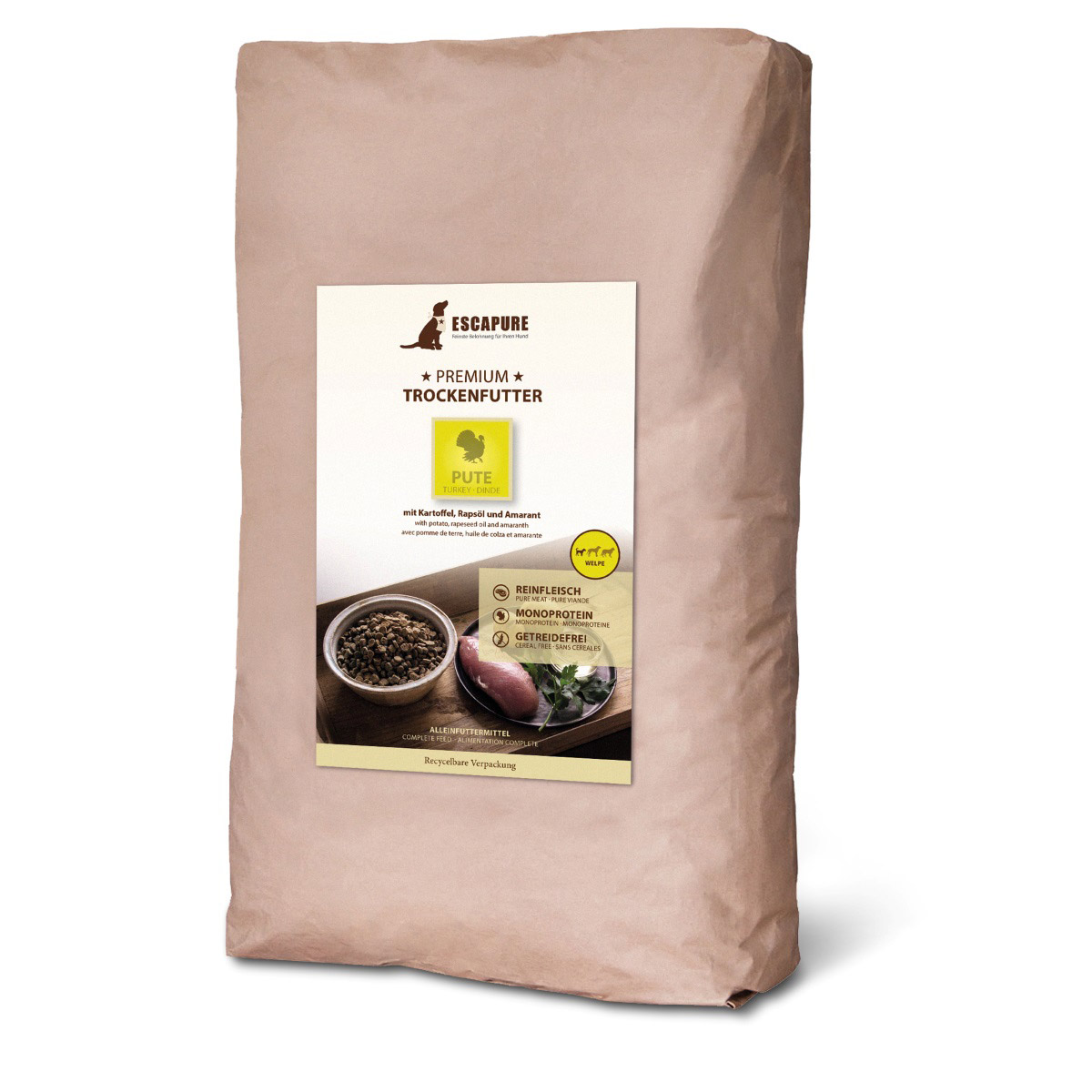 Escapure prémiové granule pro štěňata s krůtím masem 12 kg