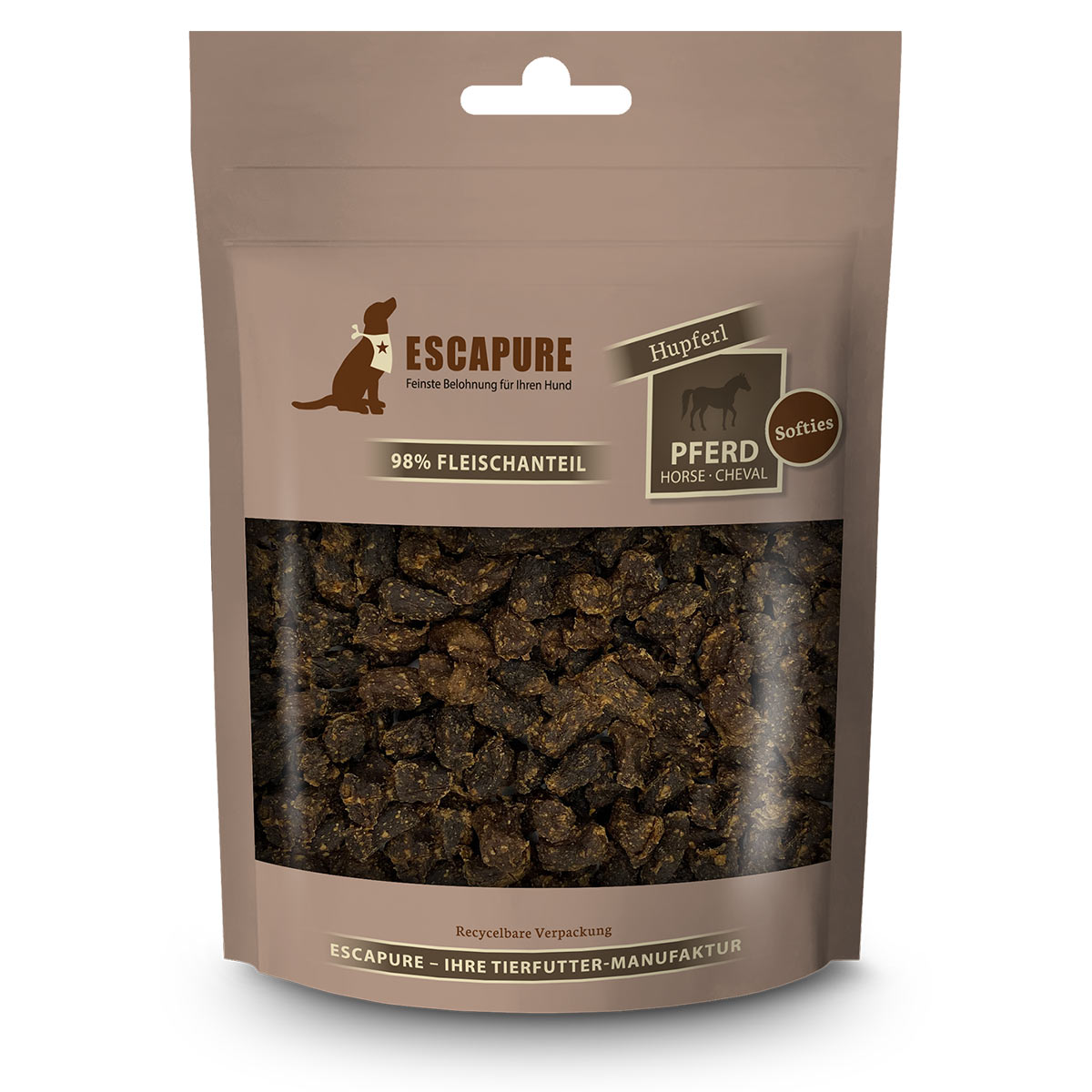 Levně ESCAPURE pamlsky z koňského masa Softies 150 g