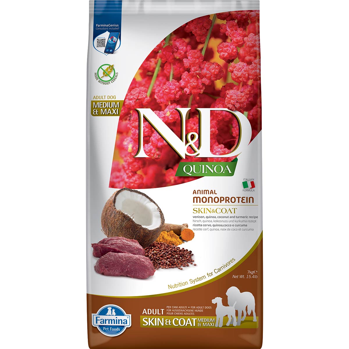 Levně Farmina N&D Quinoa Dog Skin & Coat adult jelení maso, 7 kg