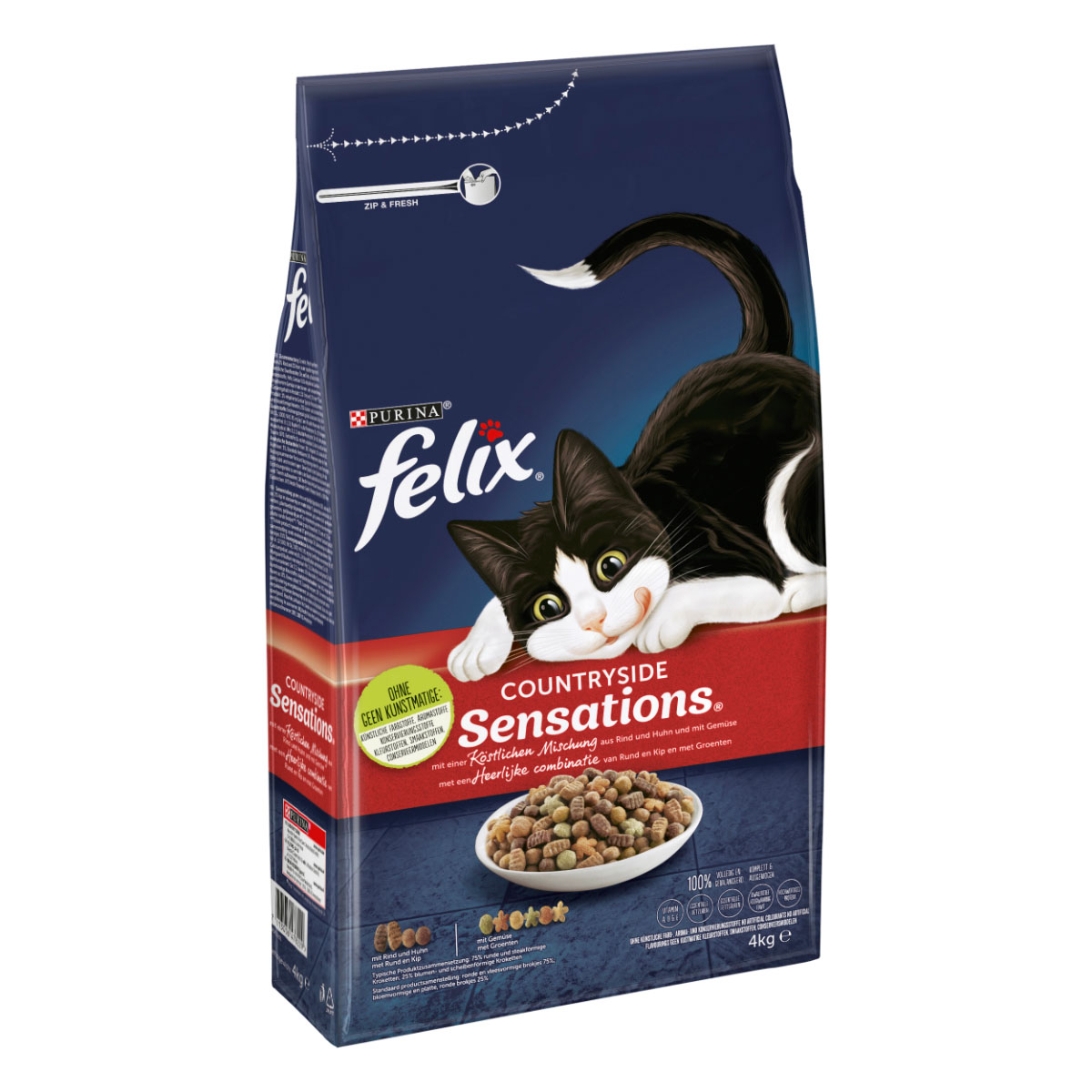 Felix Countryside Sensations s hovězím masem, kuřecím masem a zeleninou 4kg