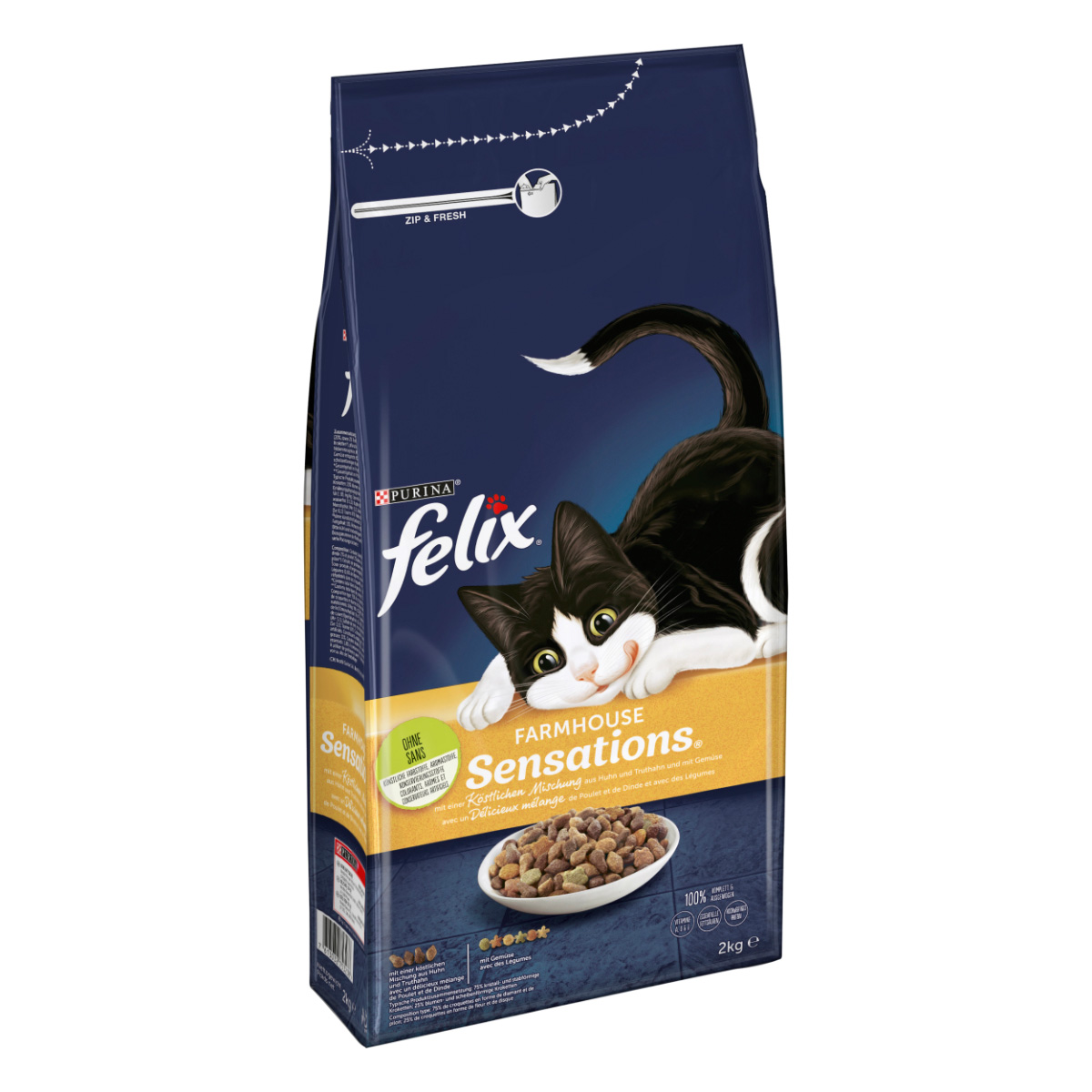 Felix Farmhouse Sensations s kuřecím a krůtím masem a zeleninou 4 × 2 kg